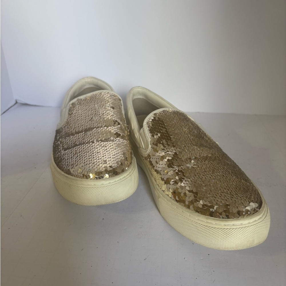 Tory Burch Gold Sequin Slip-On Sneakers